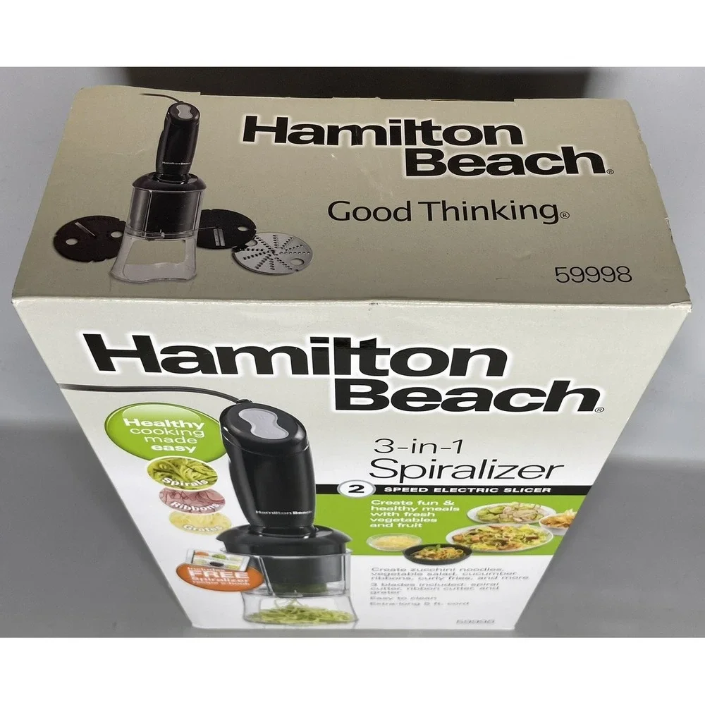 Hamilton Beach 3-in-1 Spiralizer 2 Speed‎ Electric Slicer 59998 - New